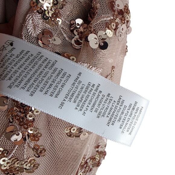 Alex Evenings Rose Gold Pink Floral Embroidered Sequin Sheath Midi Dress Sz 12 - Picture 10 of 12